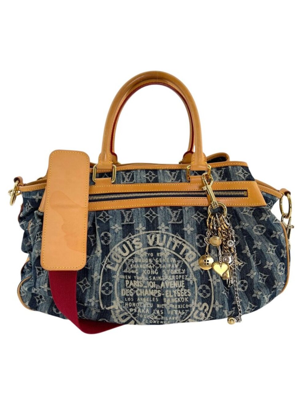 Louis Vuitton Monogram Denim Cavaliere GM Handbag Blue 2-Way